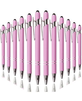 Ballpoint Pen Stylus Soft Touch Metal Click 12 Pens