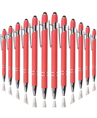 Ballpoint Pen Stylus Soft Touch Metal Click 12 Pens