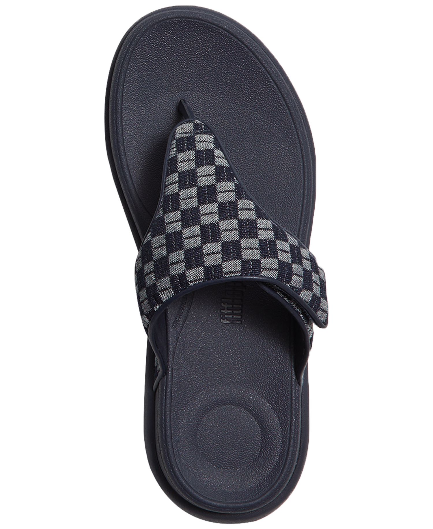Women's F-Mode Go Checkerboard-Denim Toe-Post Sandals