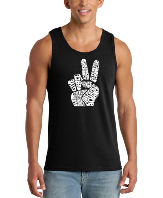 Men's Give Peace A Chance Word Art Graphic Tank Top