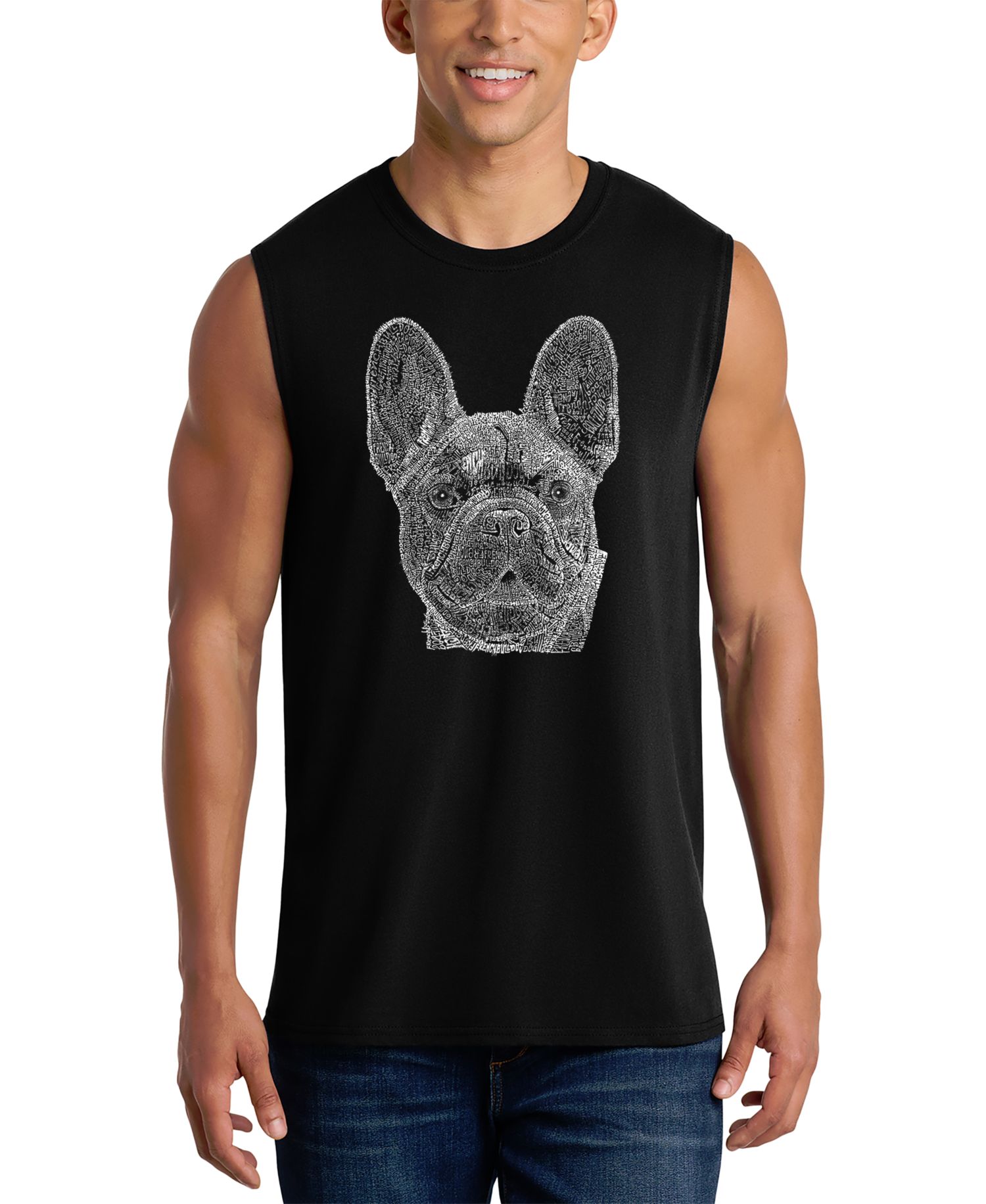Men's French Bulldog Face Word Art Graphic Tank Top