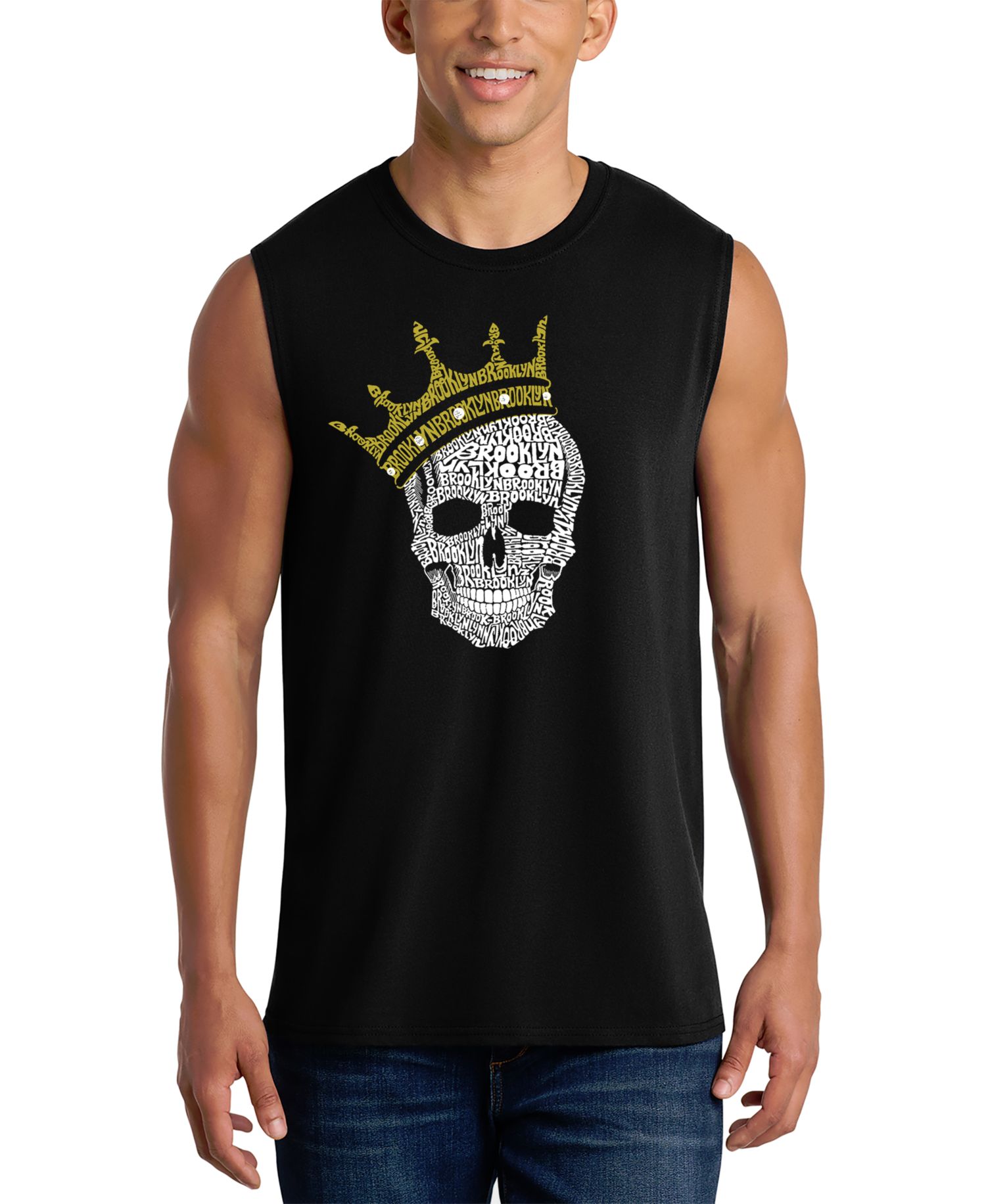 Men's Crowned Skull Word Art Graphic Tank Top