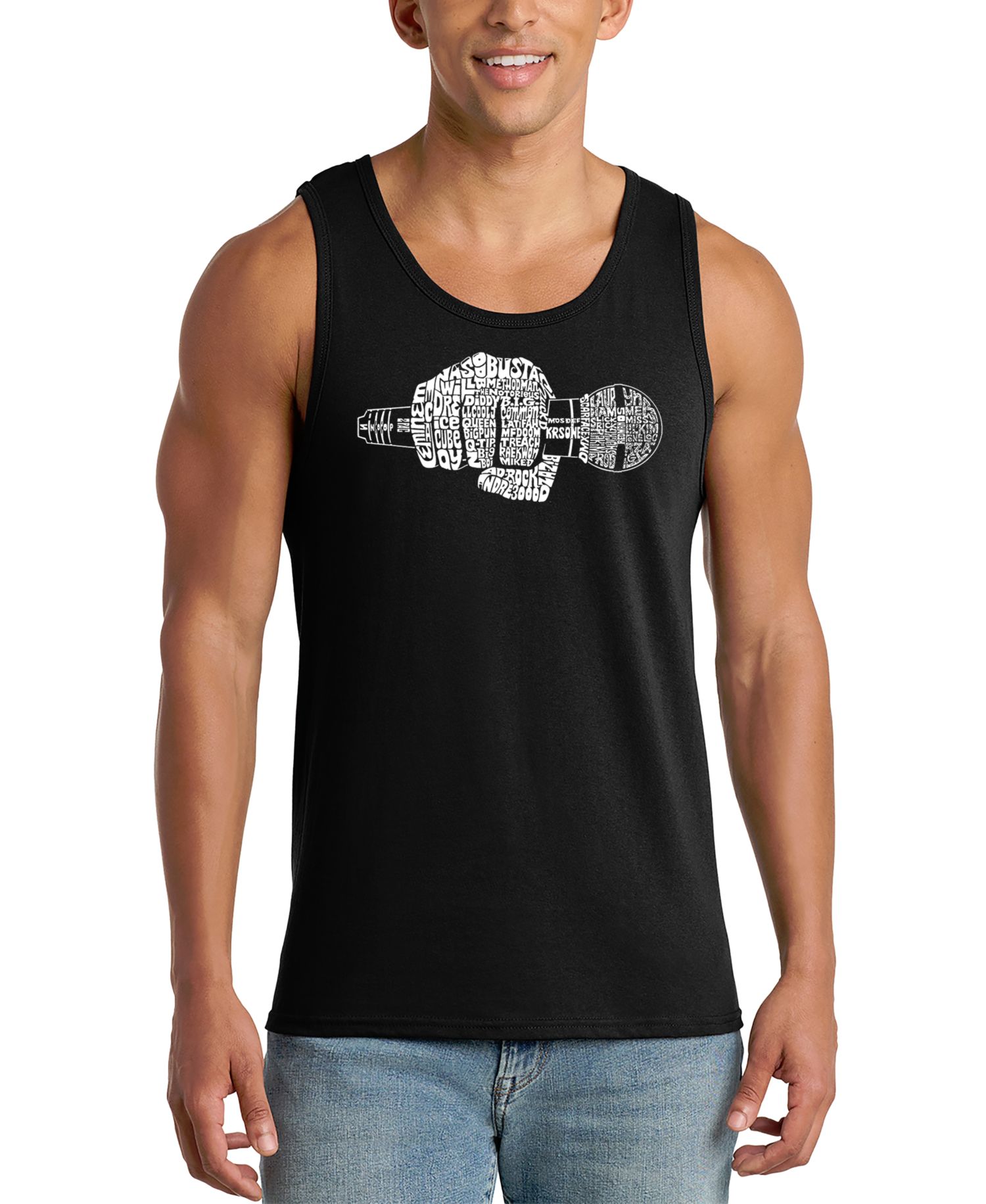 Men's Microphone Design Graphic Tank Top