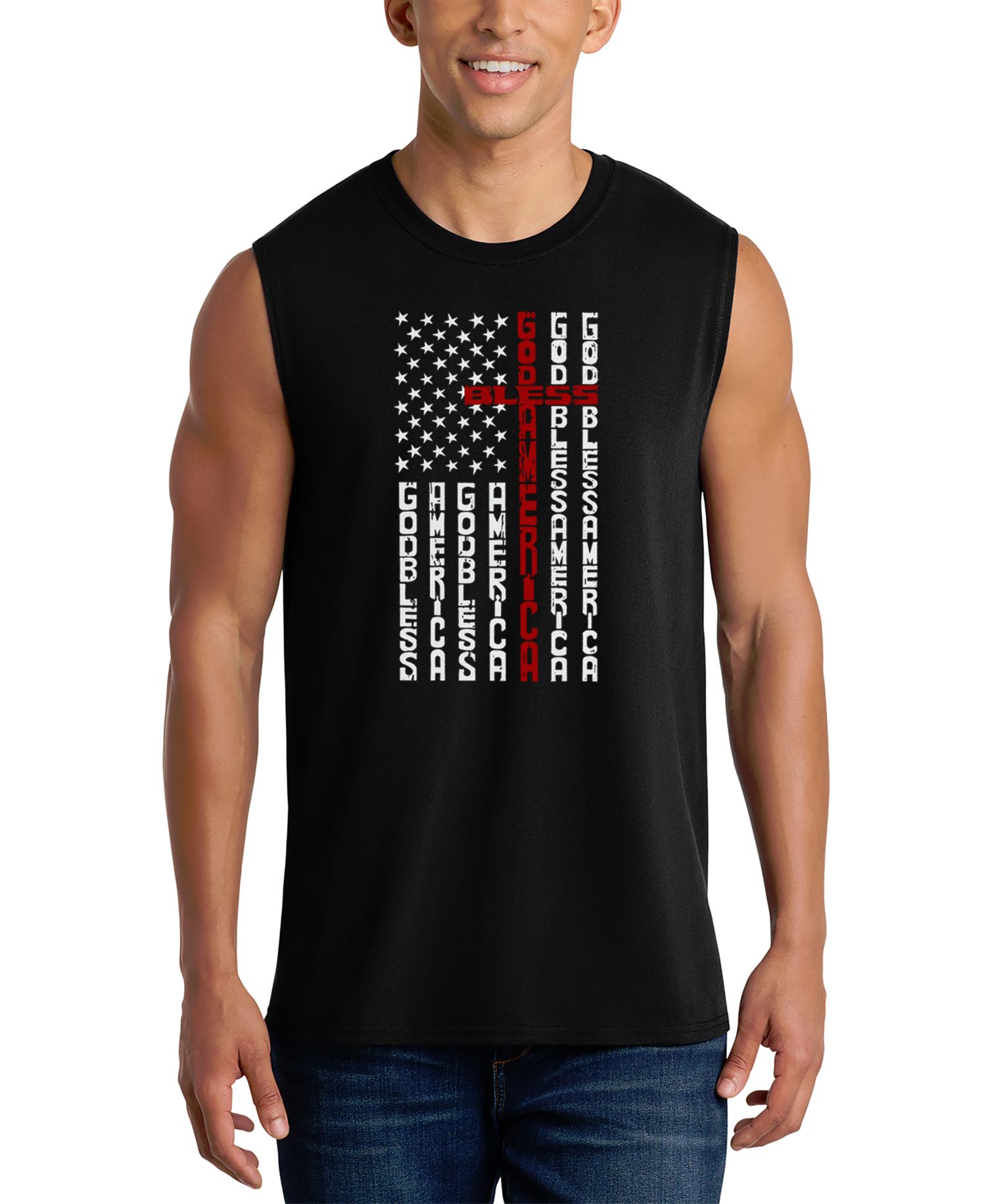 Men's Vertical American Flag Graphic Tank Top