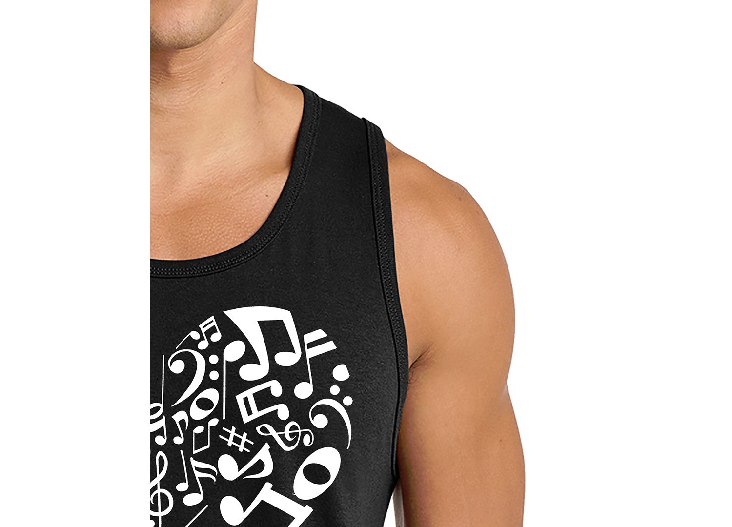 Men's Music Notes Heart Word Art Graphic Tank Top