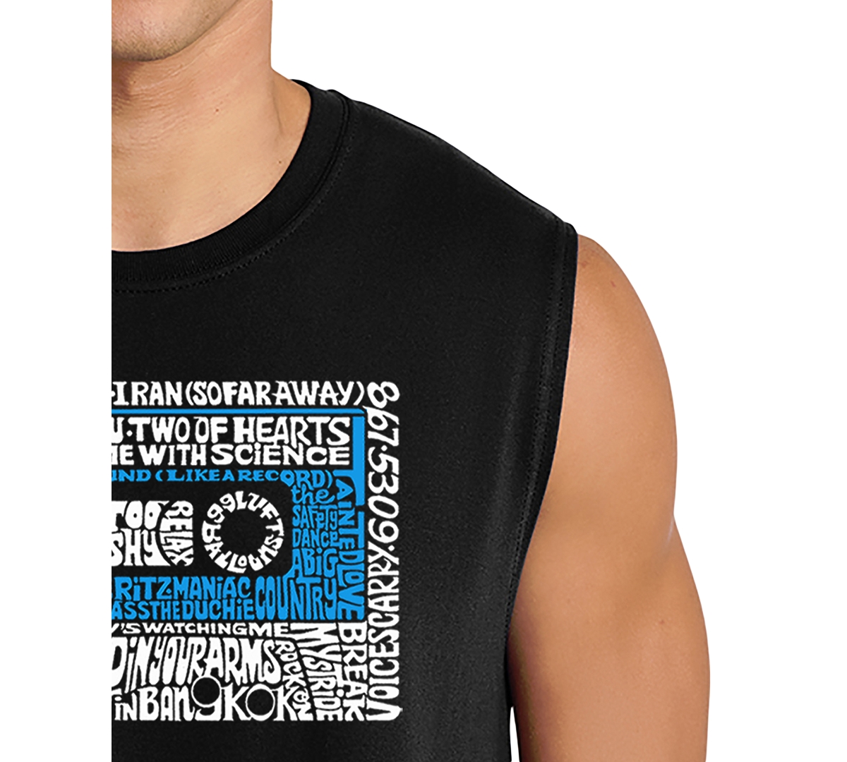La Pop Art Men's Retro Cassette Tape Typography Graphic Tank Top