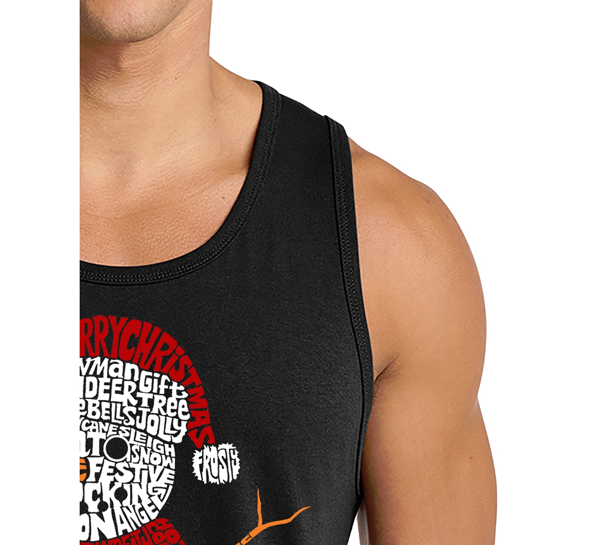 La Pop Art Men's Snowman Christmas Word Tank Top