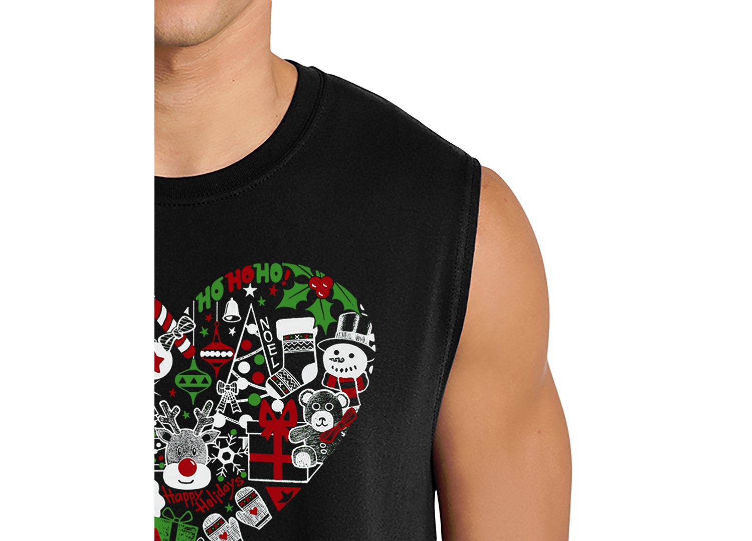 Men's Christmas Heart Santa Word Art Tank Top