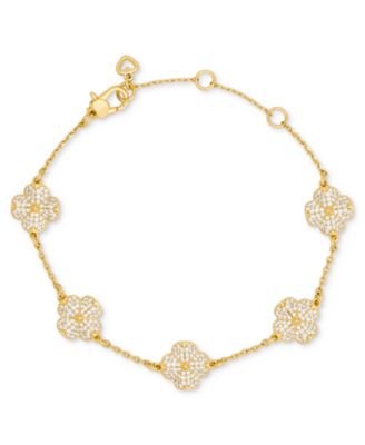 Gold-Tone Flower Pave Scatter Bracelet