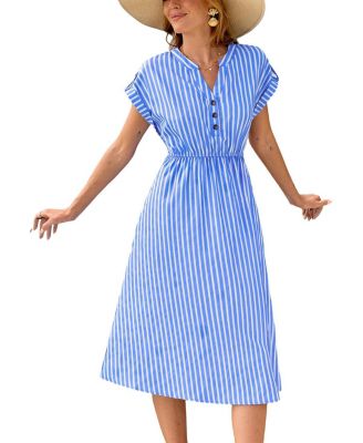 Women's Water Color Striped Midi Beach Dress