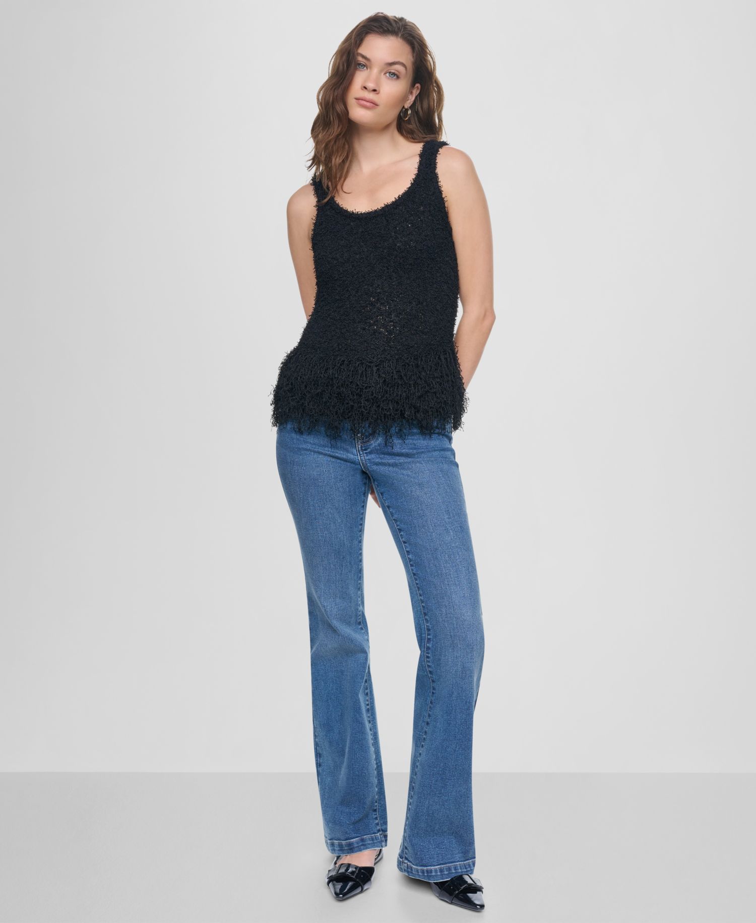 Women's Sleeveless Cropped Fringe Tank Top