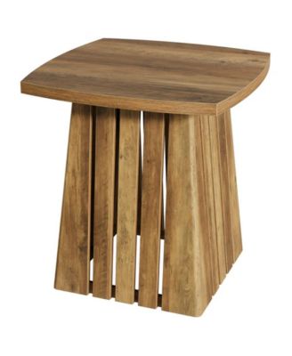 Modern Square End Table with Stylish Column Base Design