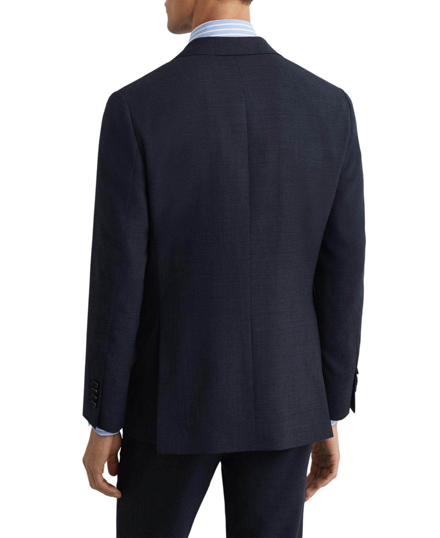 Мужской пиджак REISS Fiber Tailored-Fit Wool Textured Single-Breasted Blazer, цвет: Синий — фото 2
