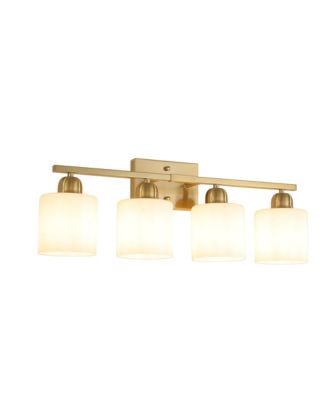 4 Light Modern Bathroom Light Fixture Vanity Light Over Mirror Wall Sconce Frosted Glass Shades E26 Socket Bulbs Not Included