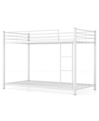 Twin Over Twin Bunk Bed Frame Platform with Guard Rails and Side Ladder