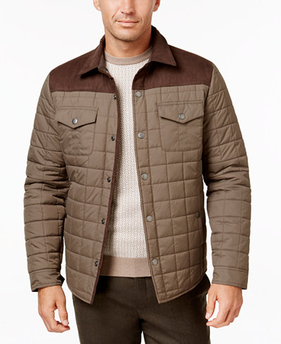 Tasso Elba Quilted Colorblocked Jacket, Only at Macy's - Coats ...