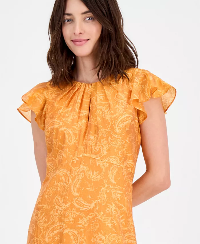 Women's Flutter-Sleeve A-Line Midi Dress - thumbnail 7