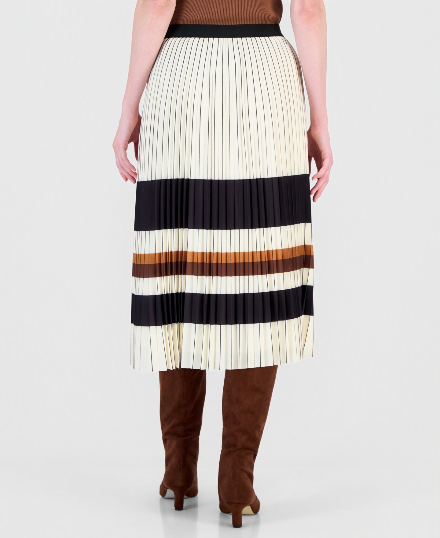 Женская юбка T Tahari Pleated Pull-On Midi, цвет: Нейтральный — фото 4