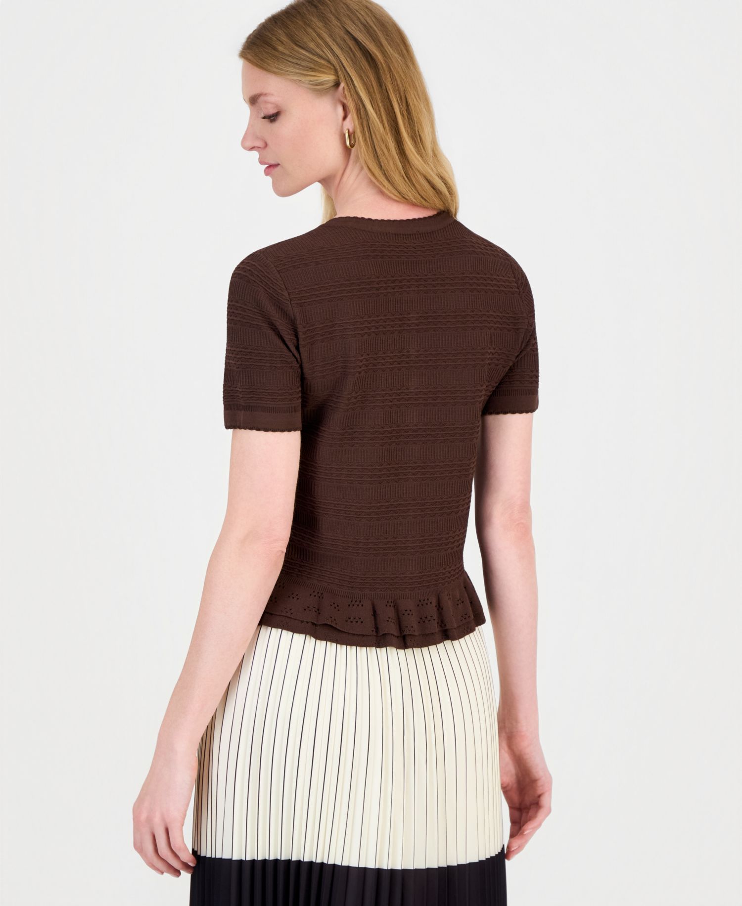 Women's Textured Ruffled-Hem Cardigan