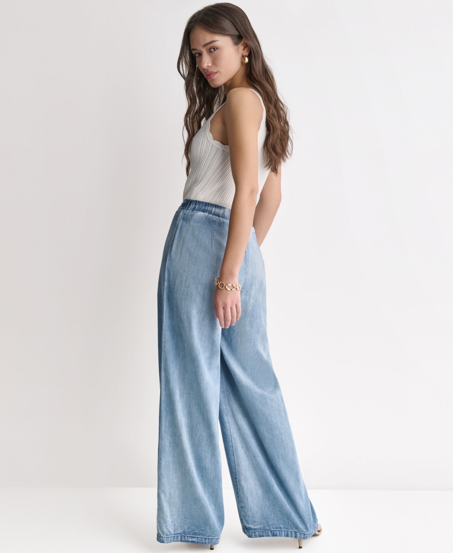 Women's High-Rise Wide-Leg Denim Pants