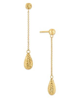 Diamond Cut Bead Drop Earrings in 10k Yellow Gold