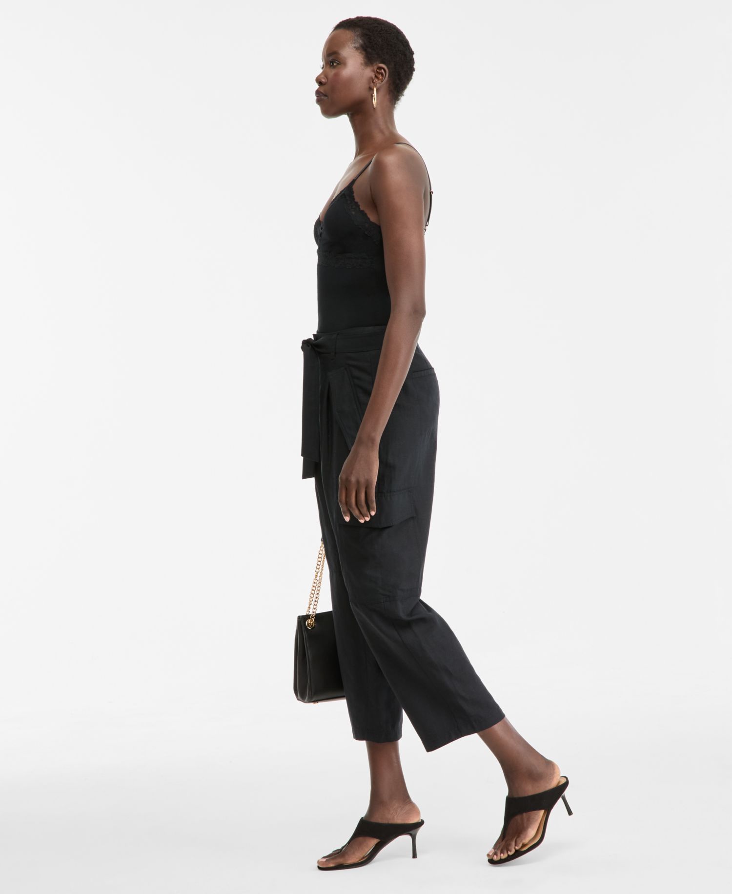 Women's Cropped Belted Cargo Pants