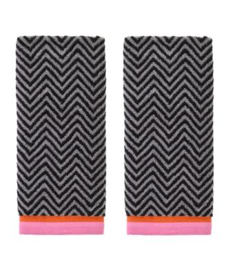 Herringbone Border Jacquard 2-Piece Hand Towel Set