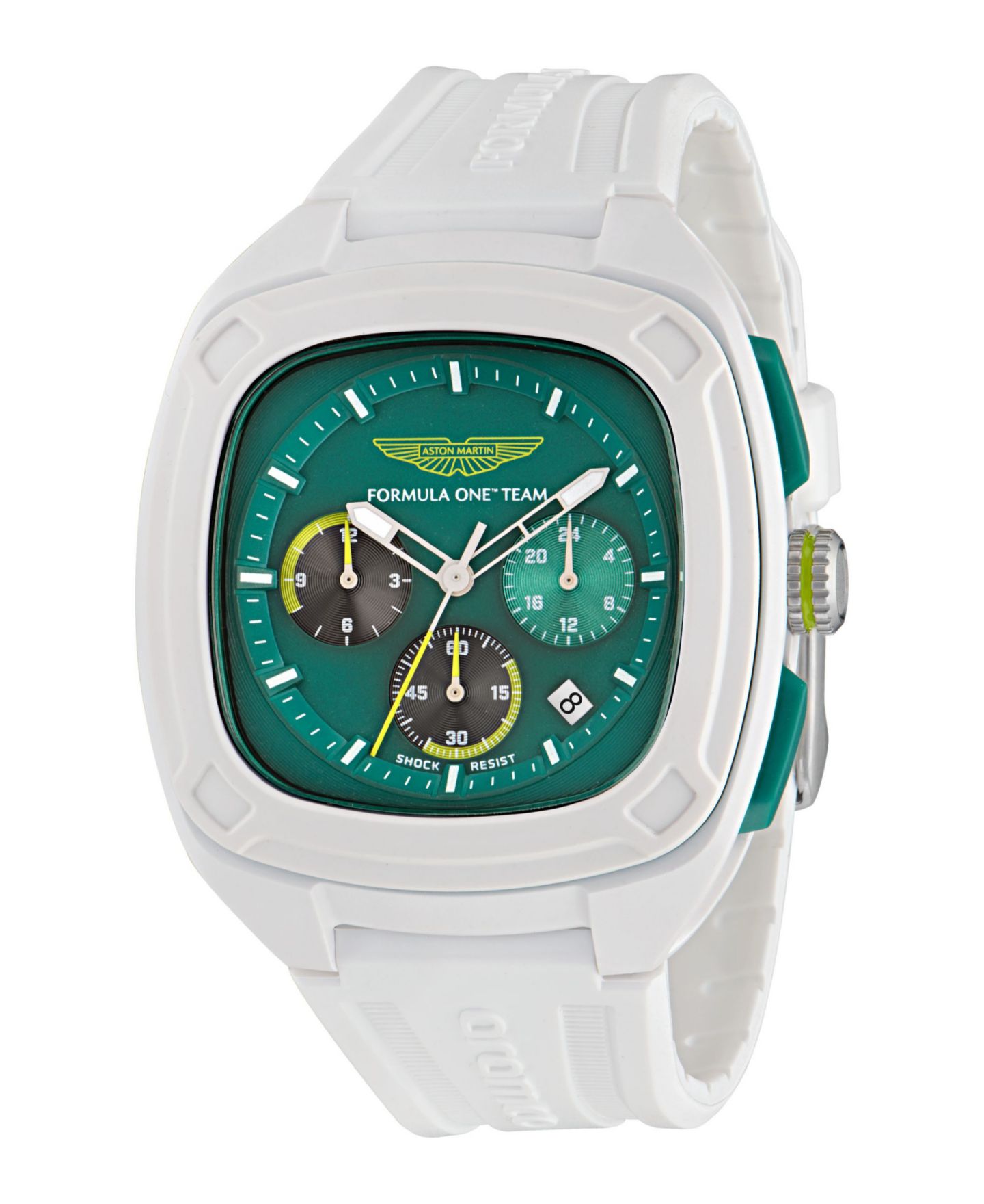 Мужские часы Aston Martin F1 OVR Chronograph Date Quartz White Silicone 44mm — фото 4