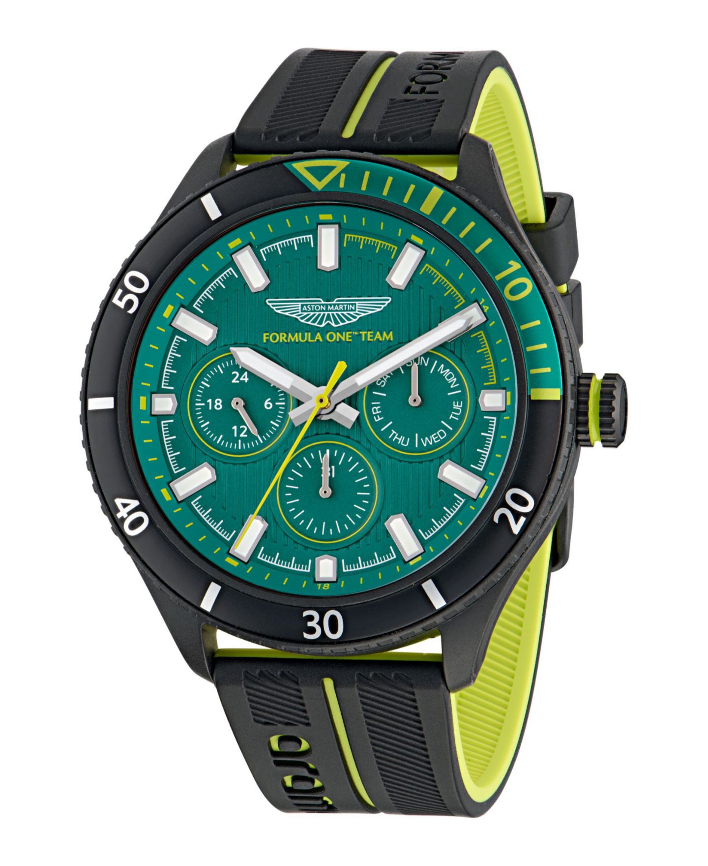 Мужские часы Aston Martin F1 PIT Multi-Function Quartz Black Silicone 46mm — фото 4