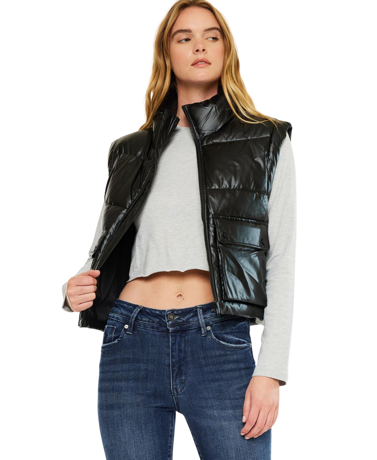 Women's Obsidian Cropped Puffer Vest