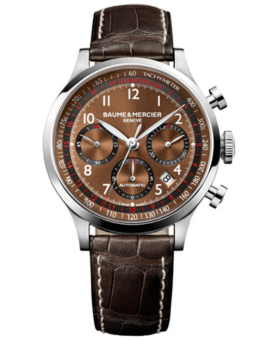 Baume & Mercier Men's Swiss Automatic Chronograph Capeland Dark Brown Alligator Leather Strap Watch 44mm M0A10083