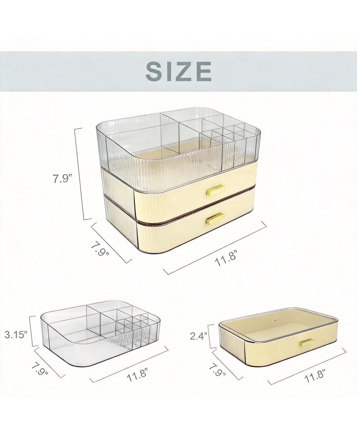 Yigii 2-Drawer Acrylic Cosmetic Organizer for Bathroom & Vanity
