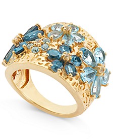 Blue Topaz Flower Statement Ring (6 ct. t.w.) in 14k Gold Vermeil