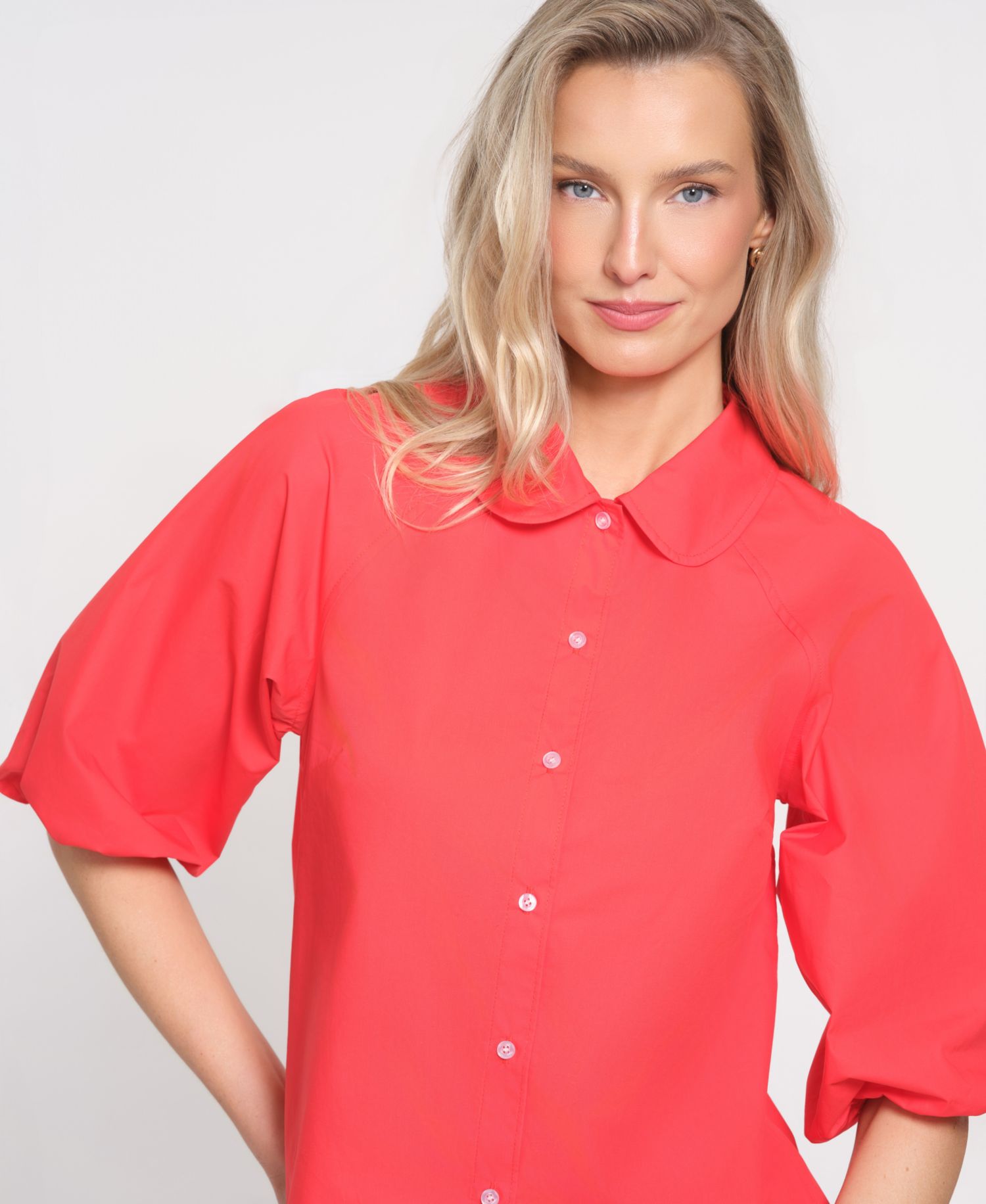 Women's Peter Pan Collar 3/4-Length-Sleeve Top