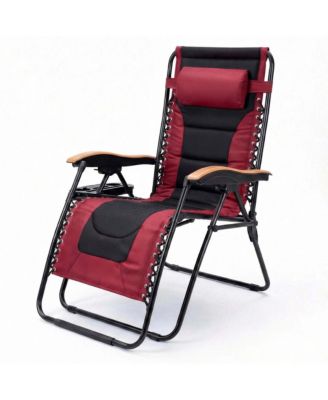Oversized Padded Zero Gravity Chair, Foldable Patio Recliner, 30" Wide Seat Anti Gravity Lounger
