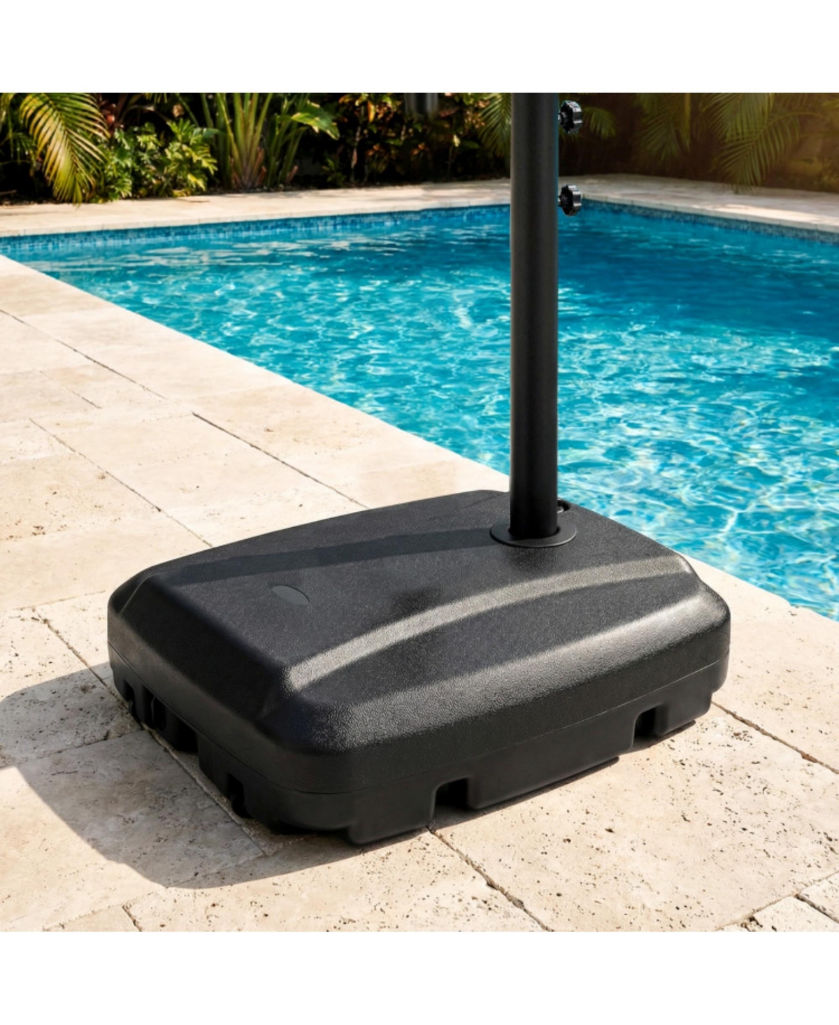Clihome Cantilever Patio Umbrella Base Stand with Wheels Fillable offset Umbrella Stand