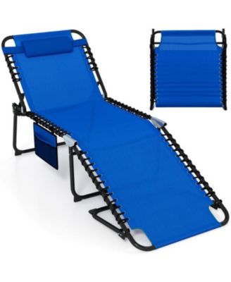 4 Position Folding Lounge Chaise with Adjustable Backrest and Footrest