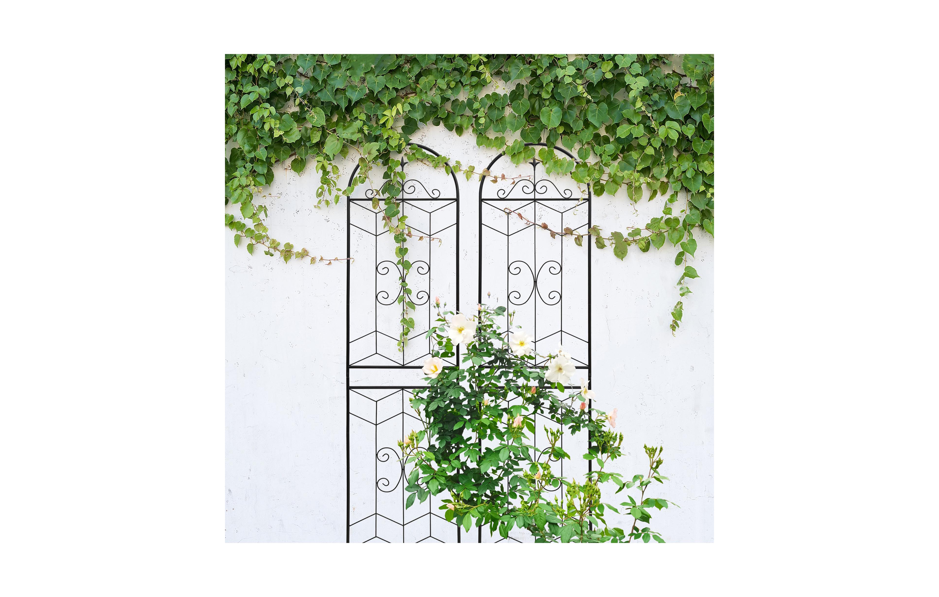 Clihome Metal Garden Trellis 86.7" x 19.7" Rustproof Trellis for Climbing Plants Outdoor Flower Support
