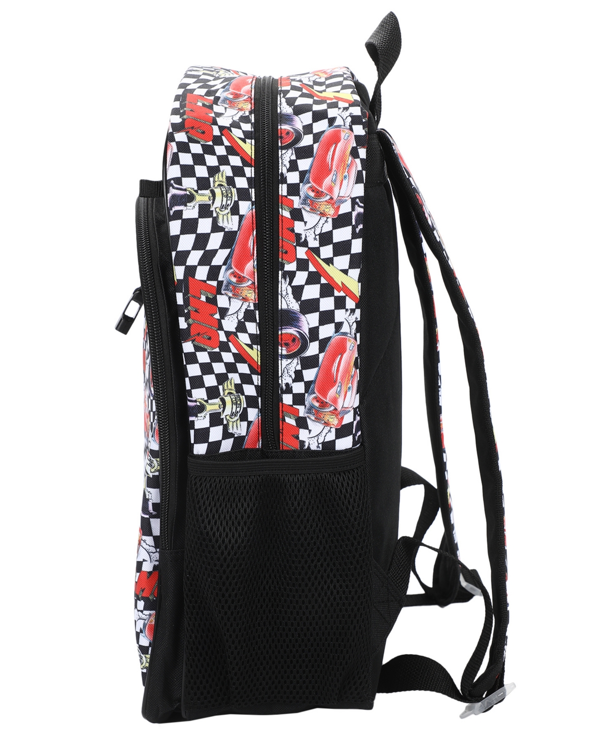 Bioworld Boys' Cars All Over Print Backpack, Lunch Bag, Key Chain and Pencil Case, 4-Piece Set