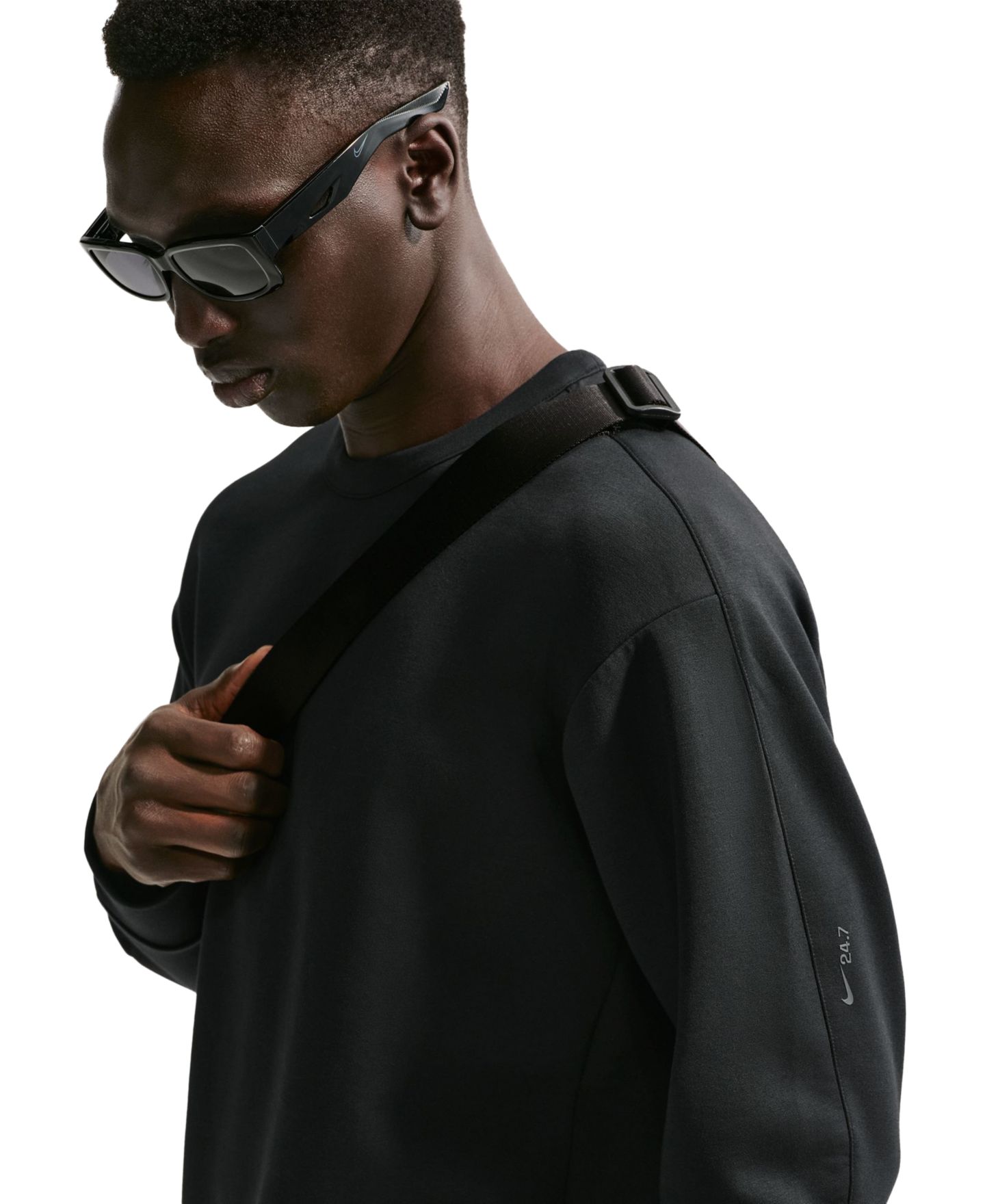 Мужской свитшот Nike Dri-FIT Crewneck, цвет: Чёрный / Серый — фото 3