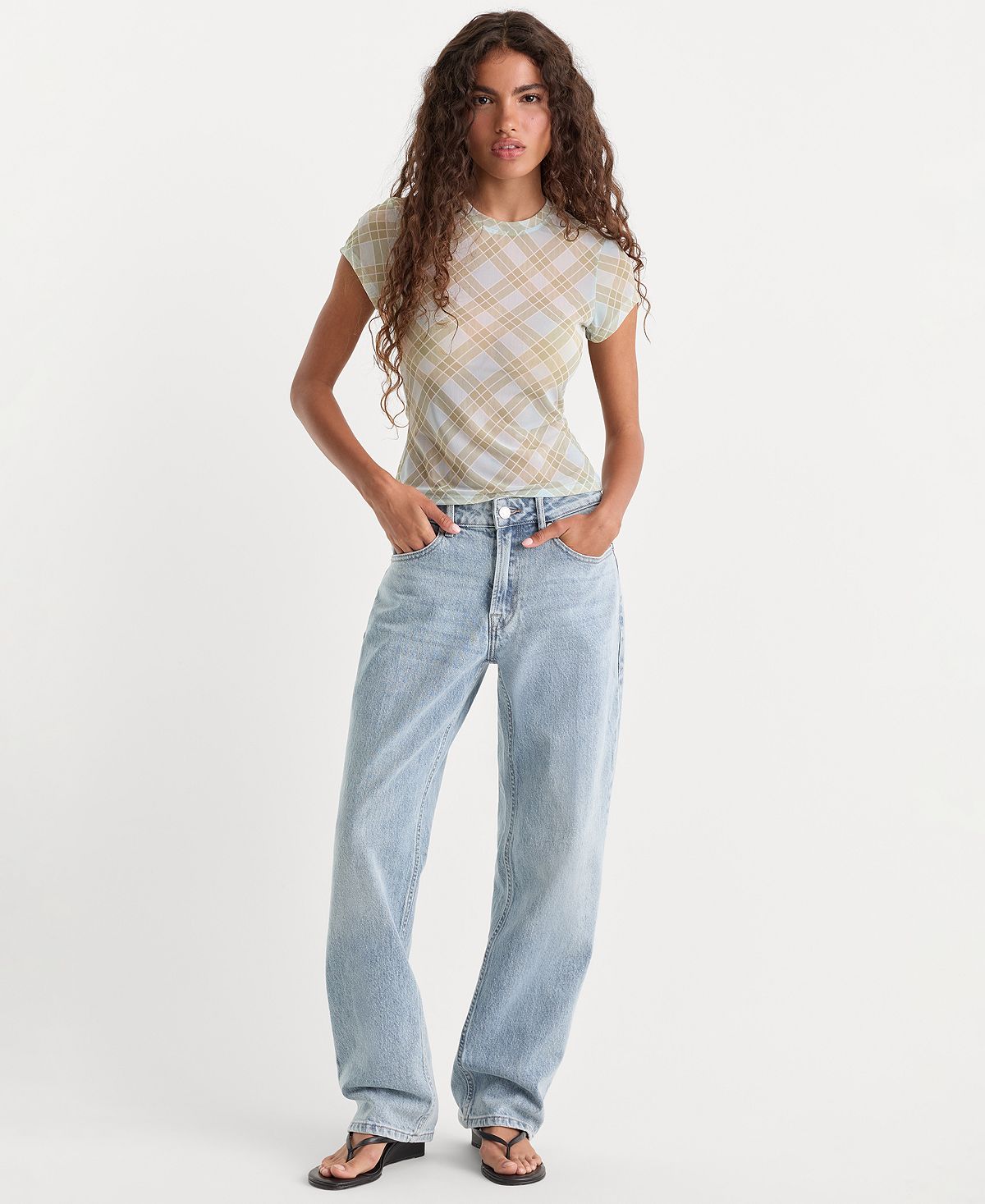 Good American Women's Good Petite 90’s Mid-Rise Straight-Leg Jeans view 2 — MAYCSS fashion products