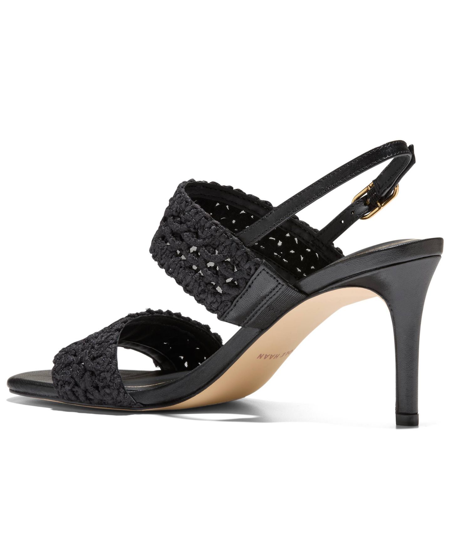 Женские сандалии Cole Haan Harlan Woven Double Band Dress Sandals, цвет: Чёрный / Кожаный — фото 3
