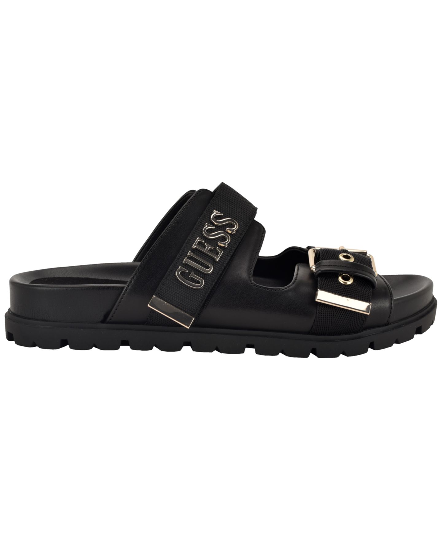 Женские сандалии GUESS Faxona Branded Slip-On Footbed, цвет: Чёрный — фото 2
