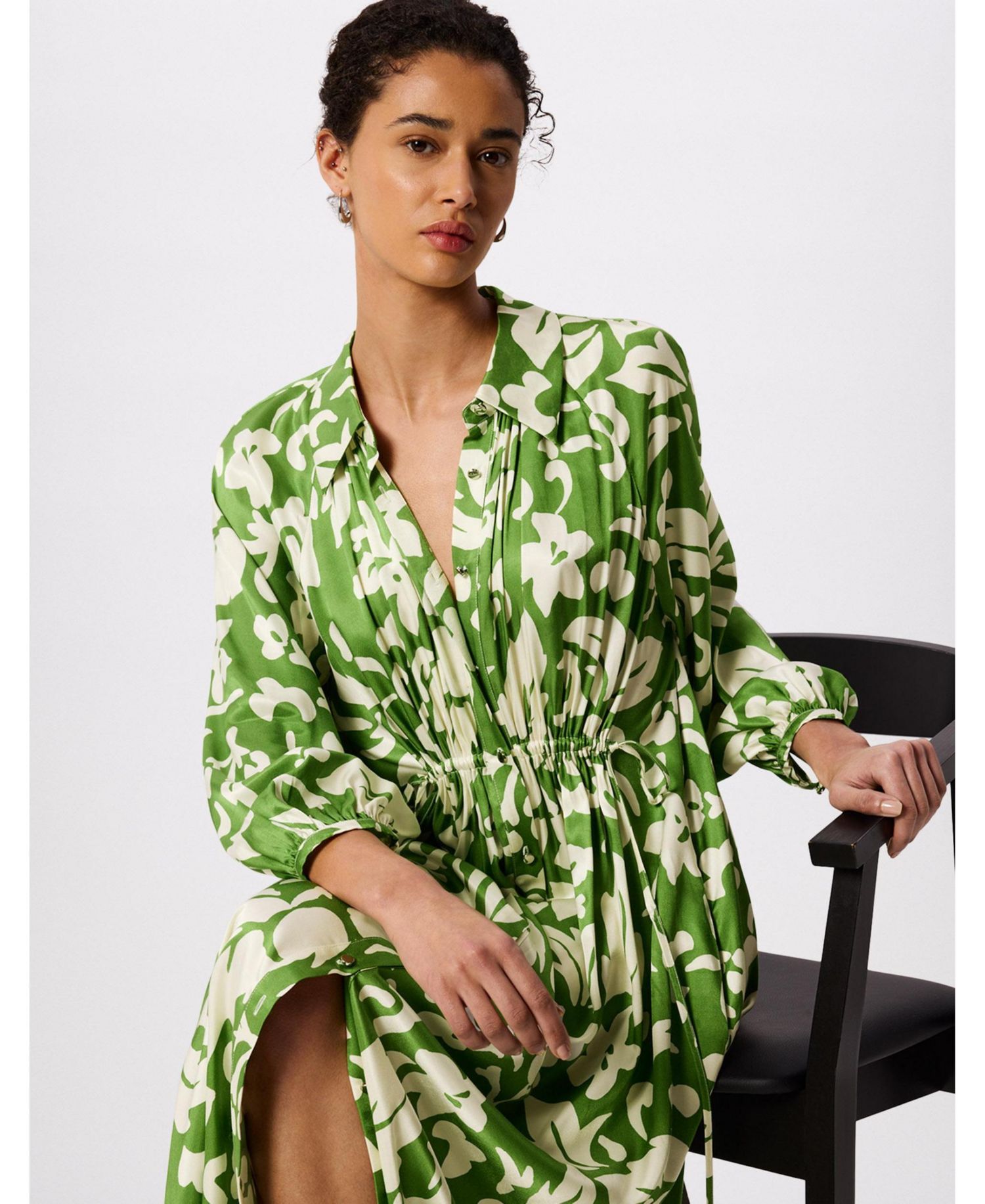 Women's Floral Trapeze Shirt Dress