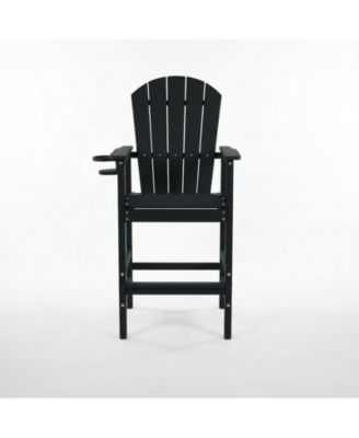 All Weather HDPE Bar Height Adirondack Chair with Armrests and Cup Holder