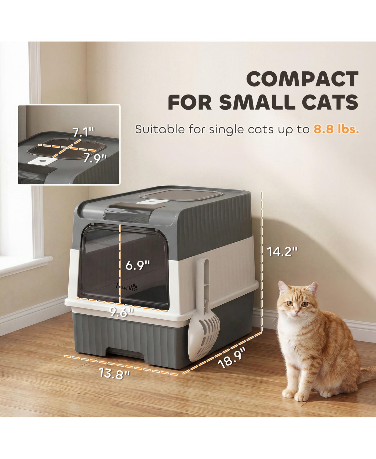 PawHut Cat Litter Box with Pull Out Drawer Tray