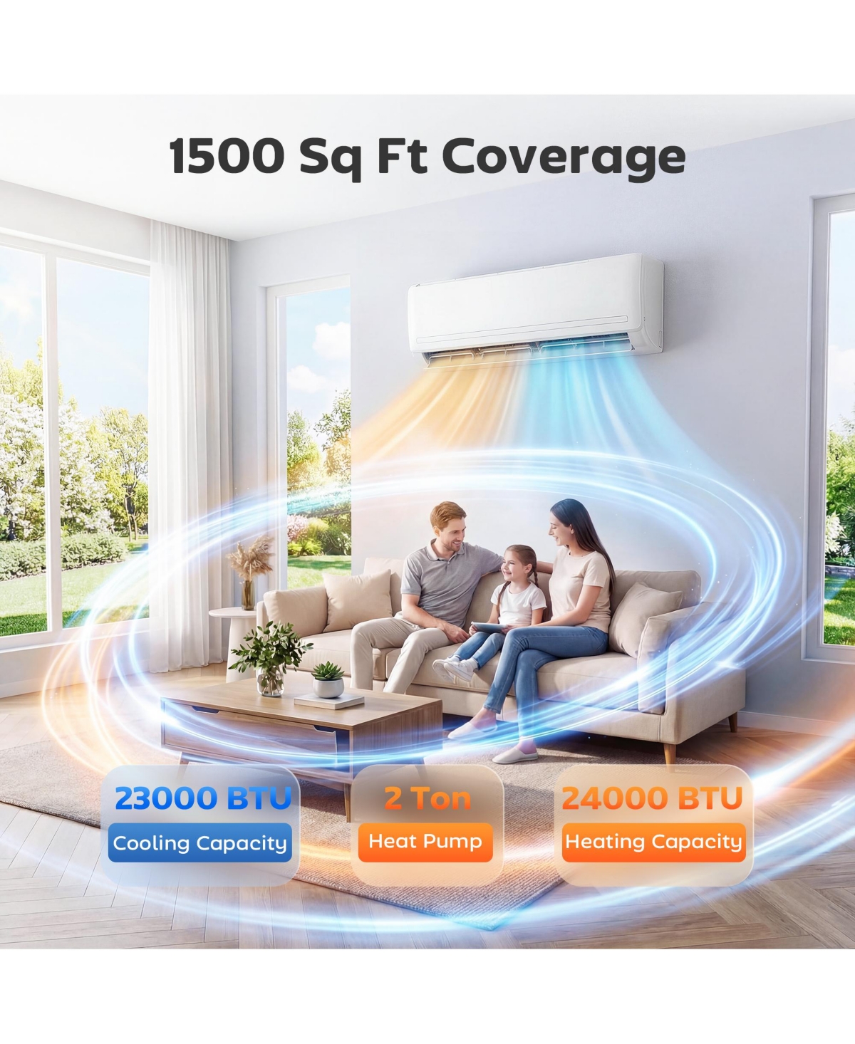 Homcom 23000 Btu Mini Split Air Conditioner, 19 SEER2 230V Ductless Ac Unit