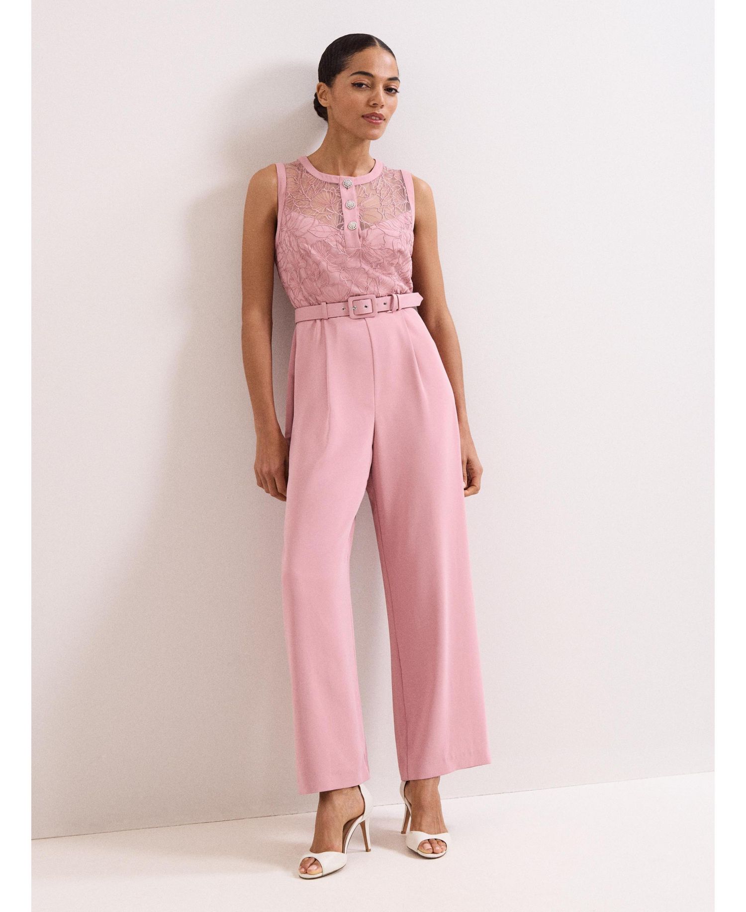 Women's Ivanna Lace Bodice Belted Jumpsuit