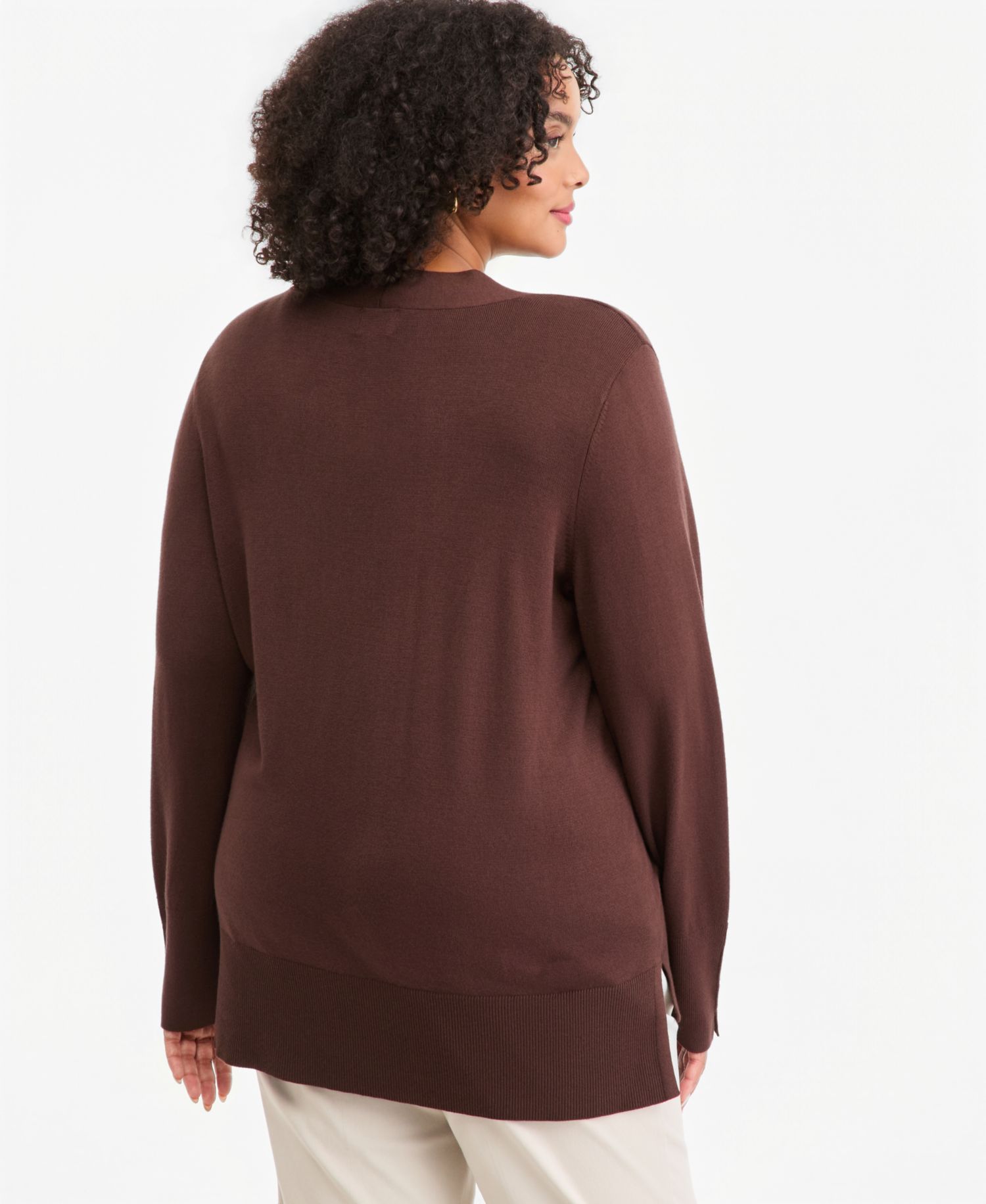 Plus Size High-Low Hem V-neck Sweater