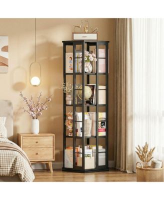 Corner 4-5 Tiers Display Shelves, Freestanding Rotating Bookshelf